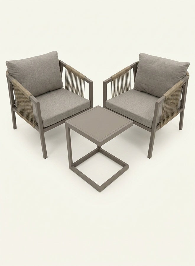 Modern 3-Piece Outdoor Bistro Set with Aluminum Frame and Weather-Resistant Cushions – [Beige color] - Image 5