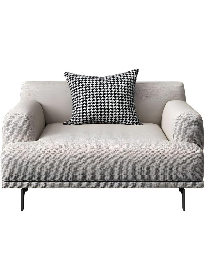 Ripple FURNITURE UAE Homes Modern Living Room Armchair, White Fabric Upholstery, Metal Legs, Houndstooth Accent Pillow - Image 1
