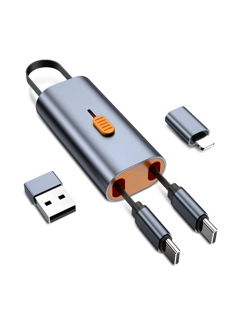 KASTWAVE Retractable Upgraded Multi Charging Cable, 3 in 1 Retractable USB Charging Cable with Type C, Micro USB, Phone Port, Multiple Fast Charger Cord, for for Laptop Super Fast Charging and Some Cell Phones - Image 1