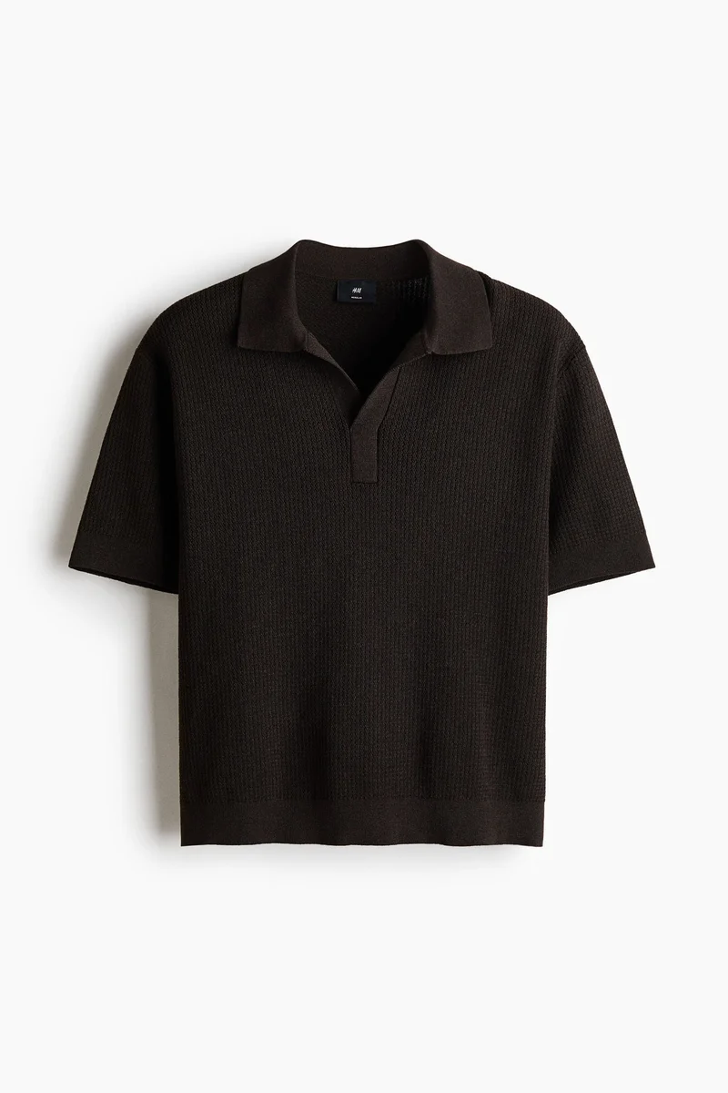 H&M Regular Fit Cable-knit polo shirt