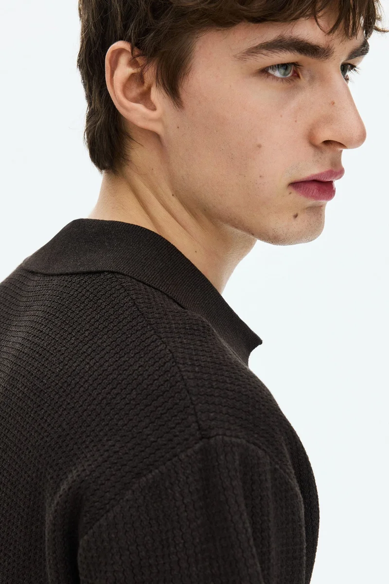H&M  Regular Fit Cable-knit polo shirt for Men | Best Price UAE