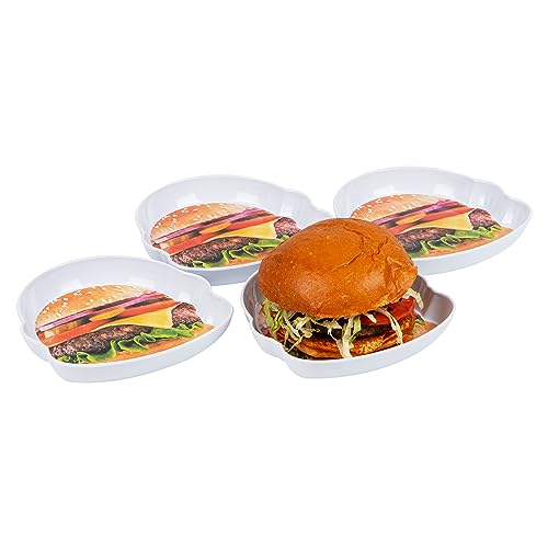 Mind Reader Burger Serving Plate Set, Hosting Essentials, Outdoor Kitchen Accessory, Melamine, 7" L x 7" W x 1" H, 4 - Image 2