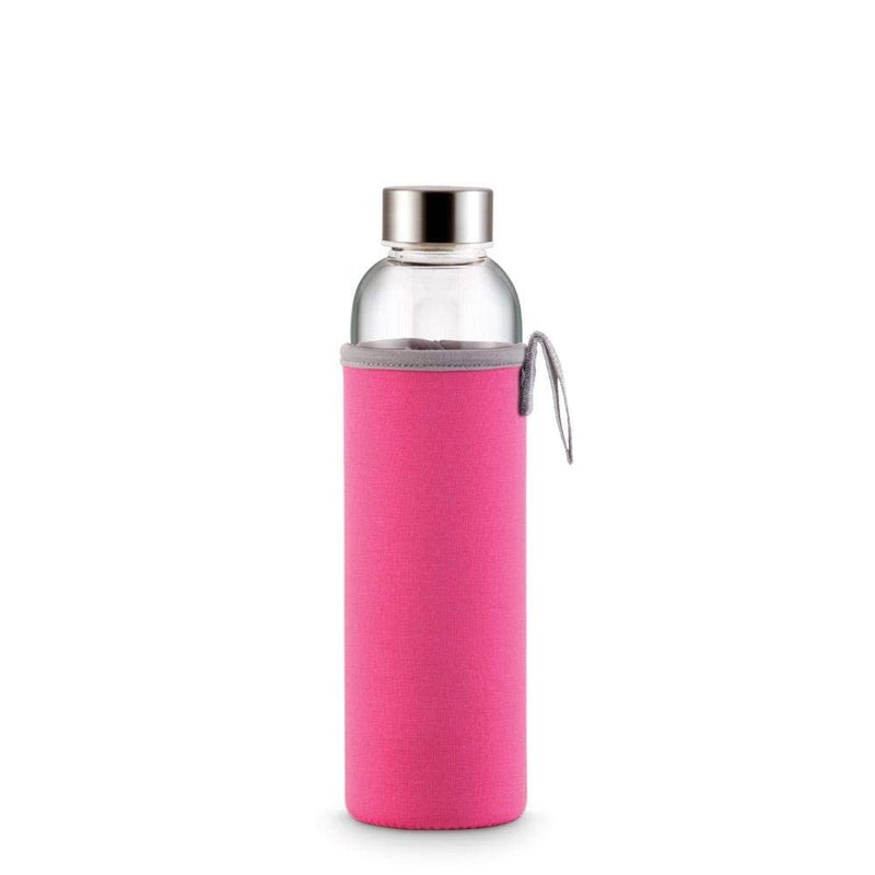 KD ZONE Glass Water Bottle with Pouch glass bottle cover Kids for Girls and Boys Fridge water leakproof air tight cap Transparent 1 - Image 1
