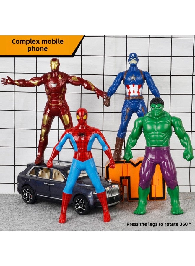 Diga Ultraman Children's Toy Movable Hand-made TikTok Press Rotating Spider-Man Three-dimensional Marvel Full Set-Color:Press Rotating Man-red And Blue Spider - Image 2