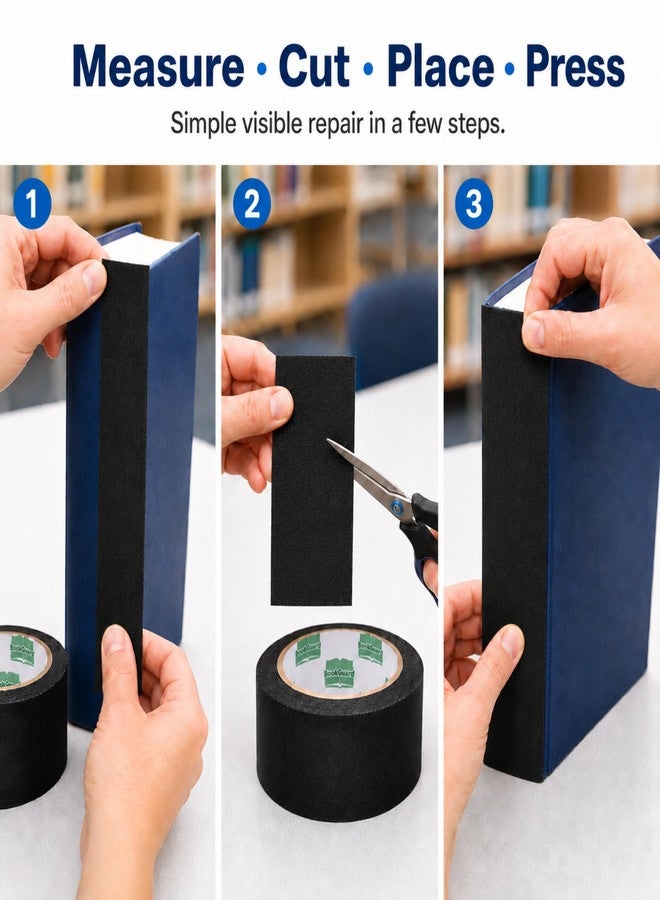 BookGuard 2 Inch Black Book Binding Tape, Bookbinding Repair Cloth Tape for Book Spines, Hinges, Covers, Bibles, Hymnals, Library Books, Schools, 15 Yards - Image 3