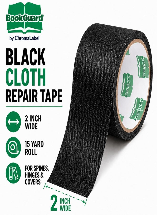 BookGuard 2 Inch Black Book Binding Tape, Bookbinding Repair Cloth Tape for Book Spines, Hinges, Covers, Bibles, Hymnals, Library Books, Schools, 15 Yards - Image 2