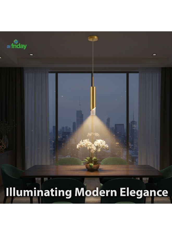 ALFRIDAY Slim Cylinder Pendant Light E27 Holder | Minimal Gold Accent (Bulb Not Included) - Image 2