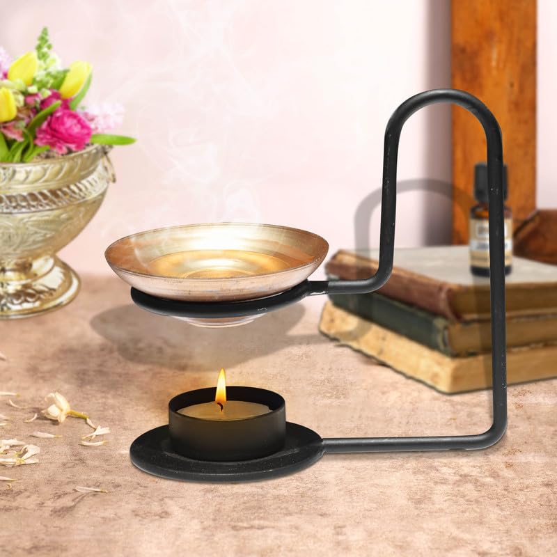 Pure Source India Metal Stand and Brass Bowl Camphor BurnerAroma LampDhoop BurnerAroma Burner 5Inch Gold - Image 1