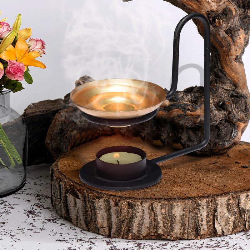 Pure Source India Metal Stand and Brass Bowl Camphor BurnerAroma LampDhoop BurnerAroma Burner 5Inch Gold - Image 2