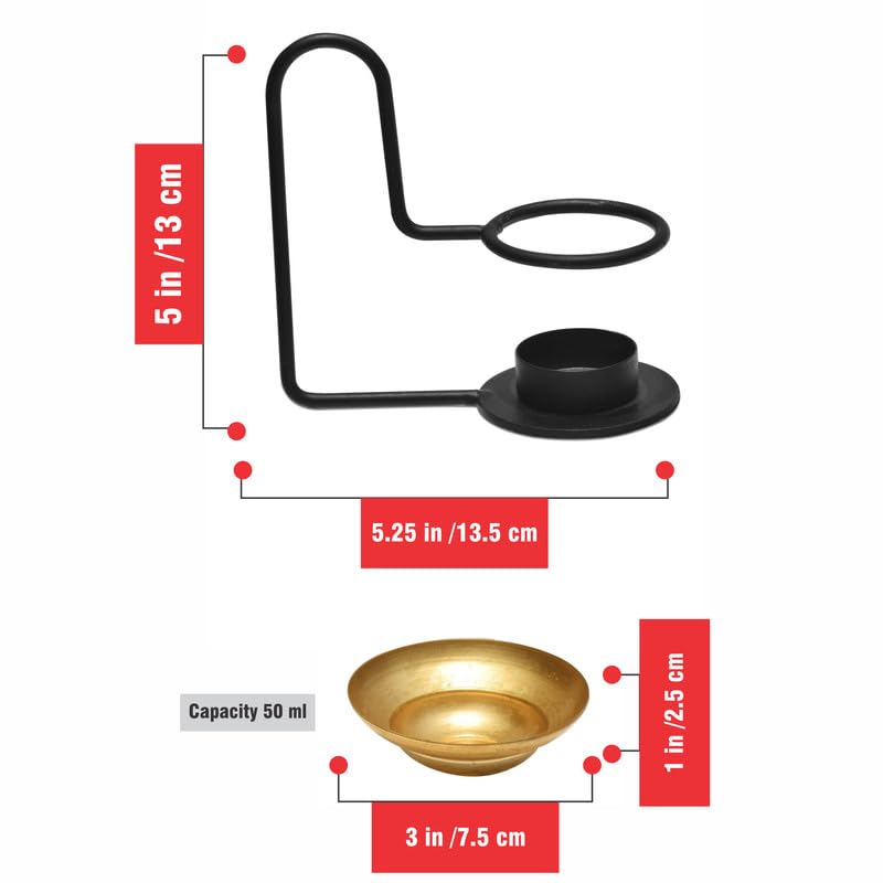 Pure Source India Metal Stand and Brass Bowl Camphor BurnerAroma LampDhoop BurnerAroma Burner 5Inch Gold - Image 3