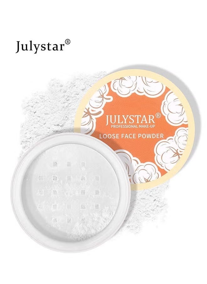 Julystar - Loose Face Powder, Oil Control Face Pressed Powder,Loose Baking Face Setting Powder Makeup, Natural Matte Smooth Setting Powder Long-lasting Waterproof,8g (01# Translucent) - Image 1