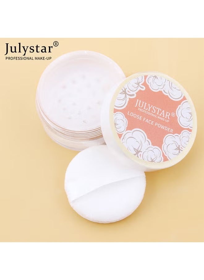 Julystar - Loose Face Powder, Oil Control Face Pressed Powder,Loose Baking Face Setting Powder Makeup, Natural Matte Smooth Setting Powder Long-lasting Waterproof,8g (01# Translucent) - Image 1