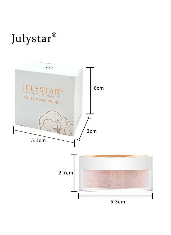 Julystar - Loose Face Powder, Oil Control Face Pressed Powder,Loose Baking Face Setting Powder Makeup, Natural Matte Smooth Setting Powder Long-lasting Waterproof,8g (01# Translucent) - Image 1