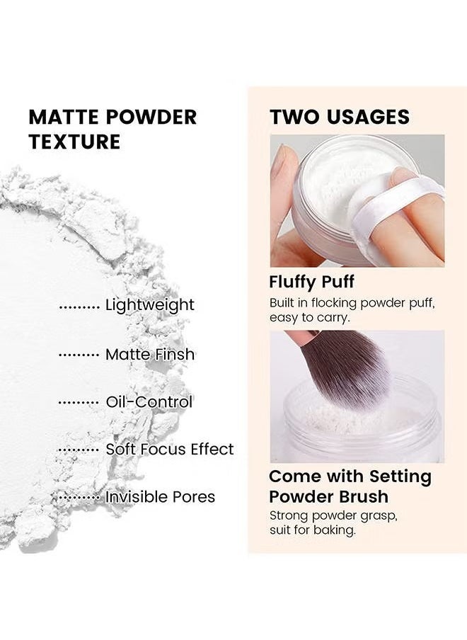 Julystar - Loose Face Powder, Oil Control Face Pressed Powder,Loose Baking Face Setting Powder Makeup, Natural Matte Smooth Setting Powder Long-lasting Waterproof,8g (01# Translucent) - Image 1