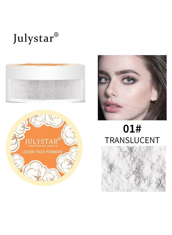 Julystar - Loose Face Powder, Oil Control Face Pressed Powder,Loose Baking Face Setting Powder Makeup, Natural Matte Smooth Setting Powder Long-lasting Waterproof,8g (01# Translucent) - Image 1