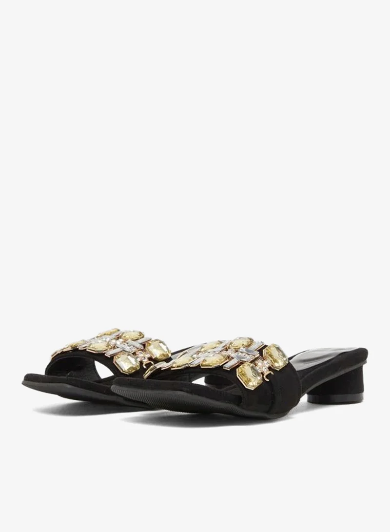 Take Two Women Black Embellished Slip on Sandals