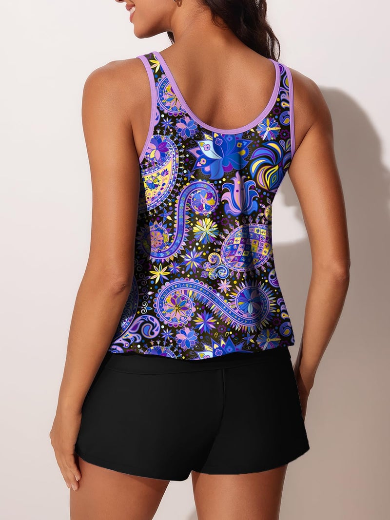 Summer Mae Blouson Women's Tankini Swimsuits Tummy Control Modest 2026 Two Piece with Sporty Pockets Bathing Suits Starry Sky Large - Image 2