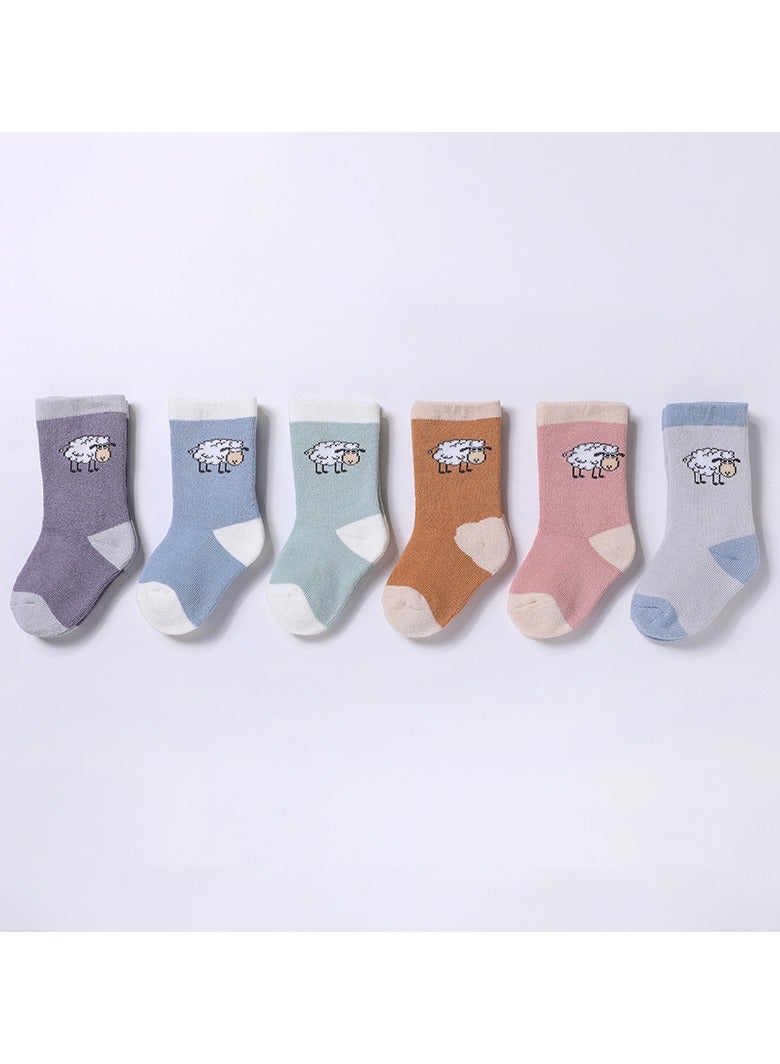6 Pairs Of Thickened Warm Terry Socks For Infants And Young Children - Image 1