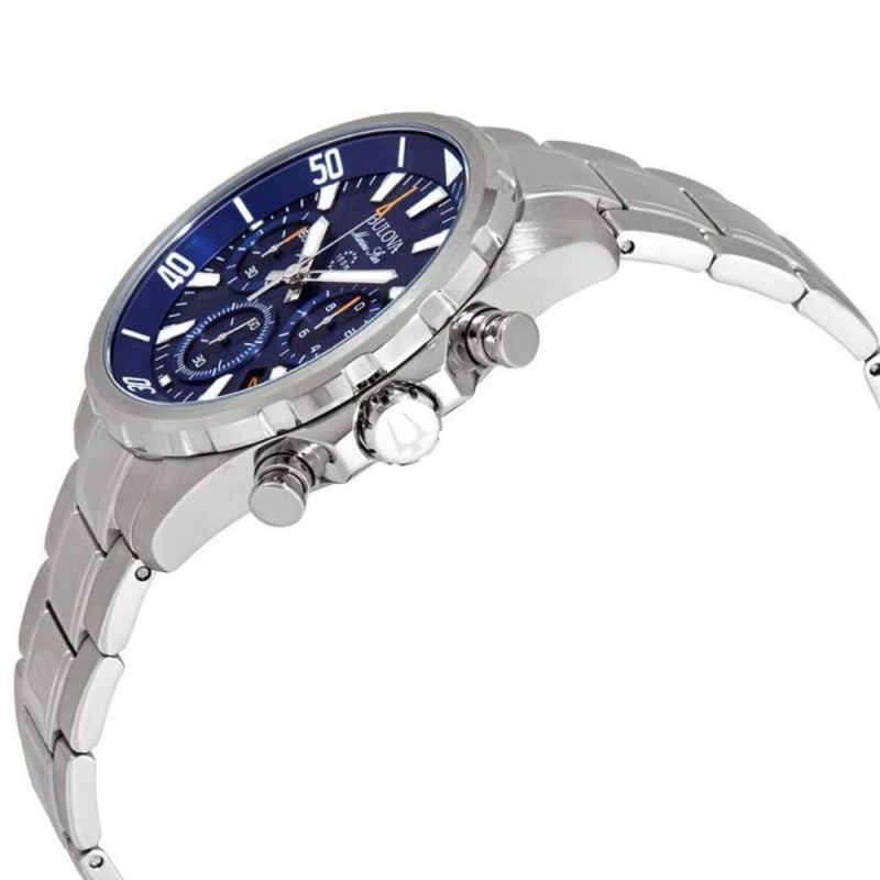 Bulova Men's Marine Star Series B Stainless Steel 6-Hand Chronograph Quartz Watch, Blue Dial Style: 96B256 - Image 4