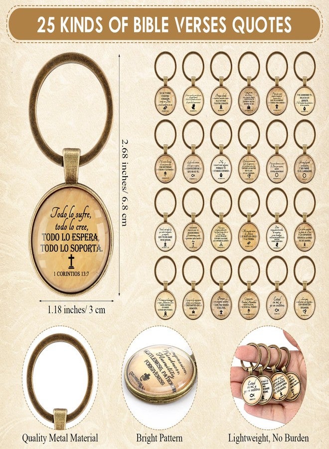 Junkin 25 Set Spanish Easter Christian Gifts Bulk Bible Verse Keychain Religious Bible Emergency Numbers Bookmark Easter Party Favor Women Men Mother's Day Church Gifts(Brown 2) - Image 2