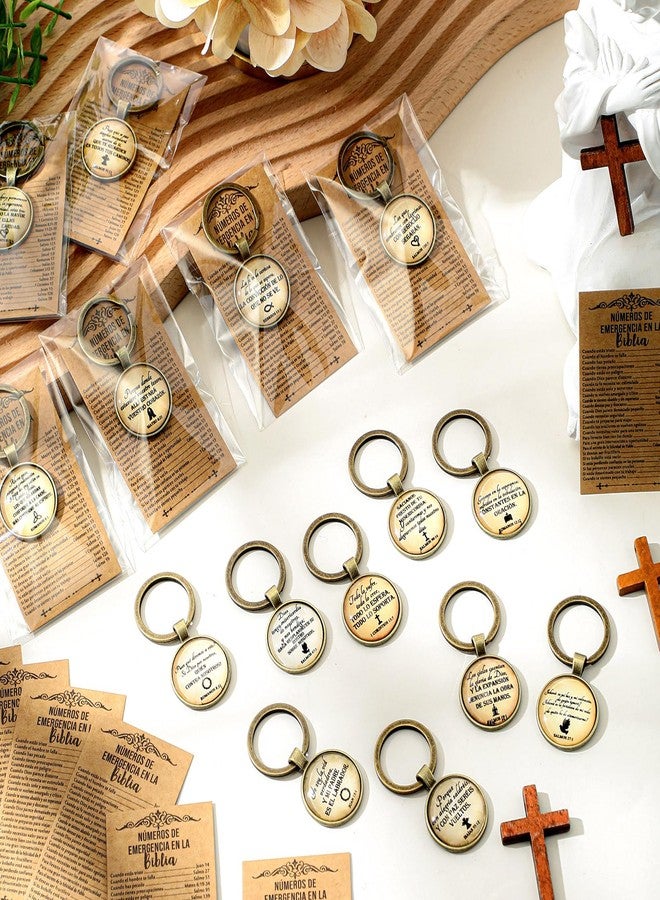 Junkin 25 Set Spanish Easter Christian Gifts Bulk Bible Verse Keychain Religious Bible Emergency Numbers Bookmark Easter Party Favor Women Men Mother's Day Church Gifts(Brown 2) - Image 4