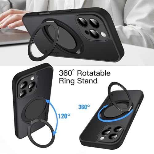 KARWAN Tough Shockproof Armor Back Case Cover Compatible with iPhone 16 Pro Max with 360 Degree Rotation Magnetic Attraction Ring Holder Heavy Duty Rugged Cover with Magnetic MagEase Wireless Charging - Image 3