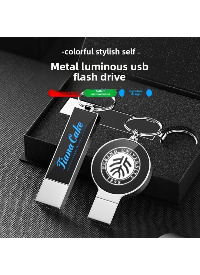 قرص فلاش USB بحروف مبتكرة عالية الجودة من الكريستال المضيء عالي السرعة للسيارة USB قرص فلاش للأعمال التجارية والمدرسة هدية قرص فلاش USB اللون: ضوء أبيض مستدير كريستال U سعة القرص: 4 جيجابايت  - Image 2