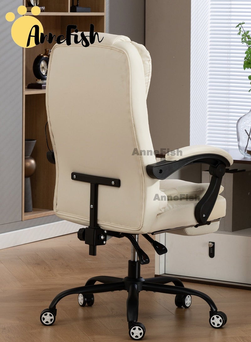 آن فش كرسي مكتب سحابي تنفيذي مريح مصنوع من الجلد المقاوم للخدش مع مكتب كمبيوتر دوار وعجلة صامتة وارتفاع قابل للتعديل وظهر مرتفع وكرسي ألعاب كبير من آن فش مع نقطتي تدليك - Image 3