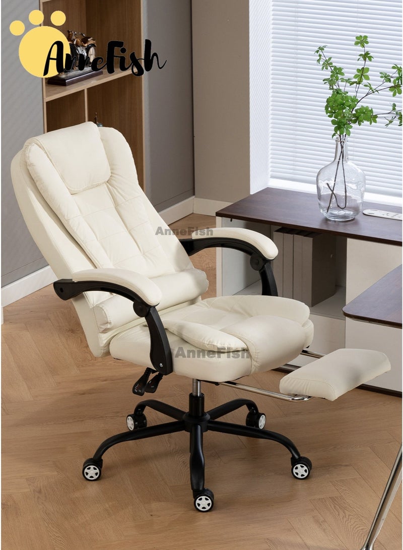 آن فش كرسي مكتب سحابي تنفيذي مريح مصنوع من الجلد المقاوم للخدش مع مكتب كمبيوتر دوار وعجلة صامتة وارتفاع قابل للتعديل وظهر مرتفع وكرسي ألعاب كبير من آن فش مع نقطتي تدليك - Image 4