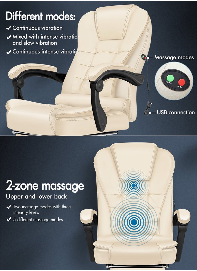 AnneFish - Ergonomic Office Desk Computer Chair PU Leather Swivel Adjustable Height High-Back Reclining Chair with Two Points Massage - Image 1