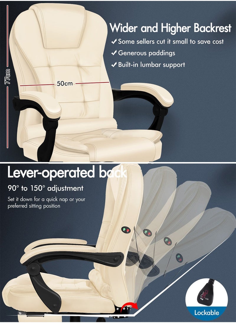 AnneFish - Ergonomic Office Desk Computer Chair PU Leather Swivel Adjustable Height High-Back Reclining Chair with Two Points Massage - Image 1