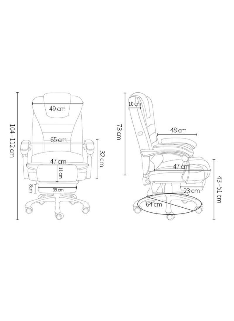 AnneFish - Ergonomic Office Desk Computer Chair PU Leather Swivel Adjustable Height High-Back Reclining Chair with Two Points Massage - Image 1
