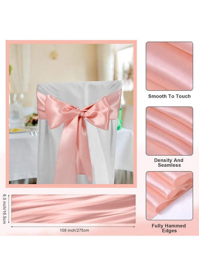Lounsweer Lounsweer 50 Pcs Folding Chair Cover Set with 25 Stretch Spandex Slipcovers 25 Satin Chair Sashes Bows Ribbon Washable Banquet Protector for Wedding Event Party(White, Rose Gold)  - Image 4