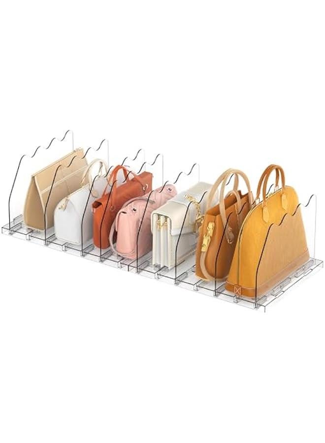 Arabest Purse Storage Organizer for Closet, Clear Closet Bag Storage Dividers Rack Shelf Purse Dividers for Closet Organization Handbag Separators Closet Purse Organizers and Storage, 2 Pack, Clear  - Image 1