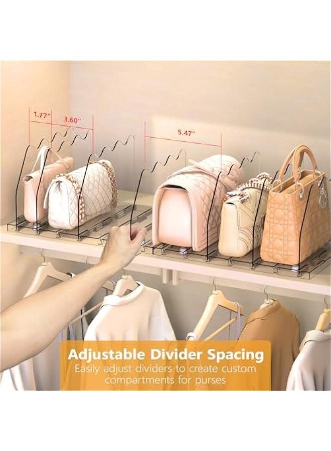 Arabest Purse Storage Organizer for Closet, Clear Closet Bag Storage Dividers Rack Shelf Purse Dividers for Closet Organization Handbag Separators Closet Purse Organizers and Storage, 2 Pack, Clear  - Image 4
