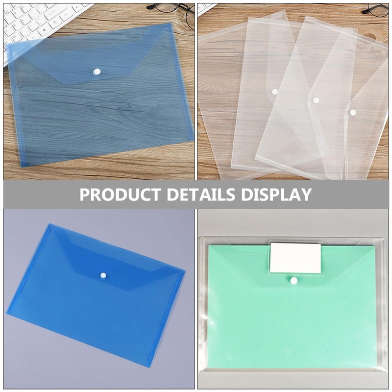 6pcs A4 Plastic Document Envelopes Snap Button Pouches 14 Mil Thick File Holders - Image 5