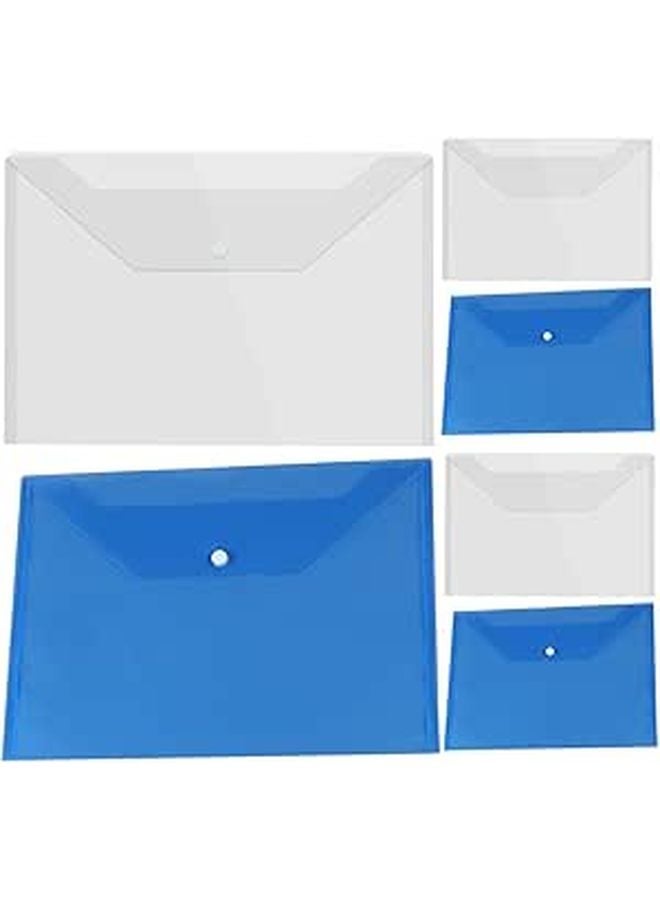 6pcs A4 Plastic Document Envelopes Snap Button Pouches 14 Mil Thick File Holders - Image 1