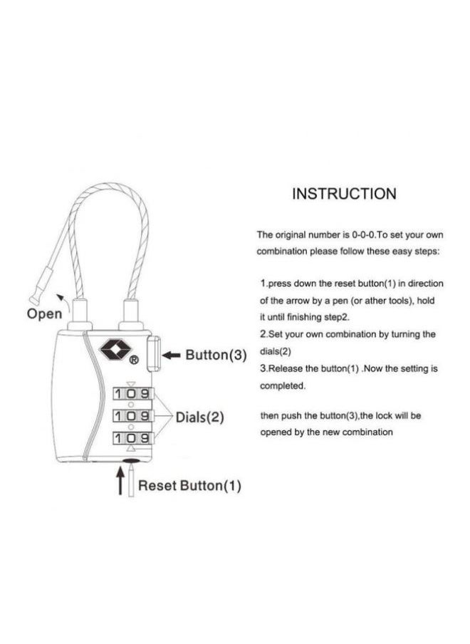 NIBEMINENT - 3-Digit Travel Luggage Combination Lock Silver - Image 1