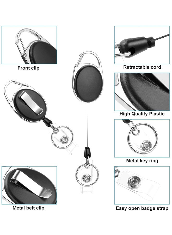 مجموعة من 20 بكرة قابلة للسحب لحفظ بطاقات الهوية، مزودة بمشبك حزام وحلقة مفاتيح، مناسبة لموظفي المكاتب والأطباء والممرضين. - Image 3