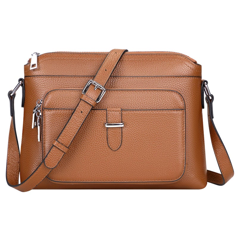Over Earth Genuine Leather Crossbody Bags for Women Small Ladies Handbags and Purses with Card Slots(O205E Brown New) - Image 1