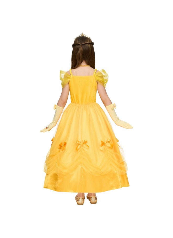 Spooktacular Creations - Halloween Kids Yellow Princess Costume Set, Gown Princess Dress Up For Girl, Off Shoulder Dress For Toddler Birthday, Roleplay Party (Small (5-7 Yrs)) - Image 1