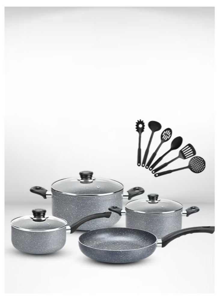 extra home Granite Cookware Set – 13 Pieces, Non-Stick Surfaces with Heat-Resistant Handles - Image 1
