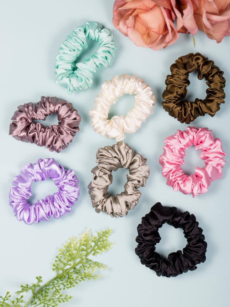 ARENDELLE Pack of 8 Skinny Satin Scrunchies Multicolour - Image 3