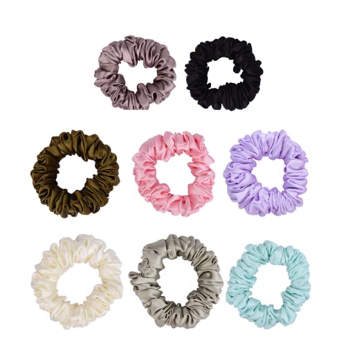 ARENDELLE Pack of 8 Skinny Satin Scrunchies Multicolour - Image 1