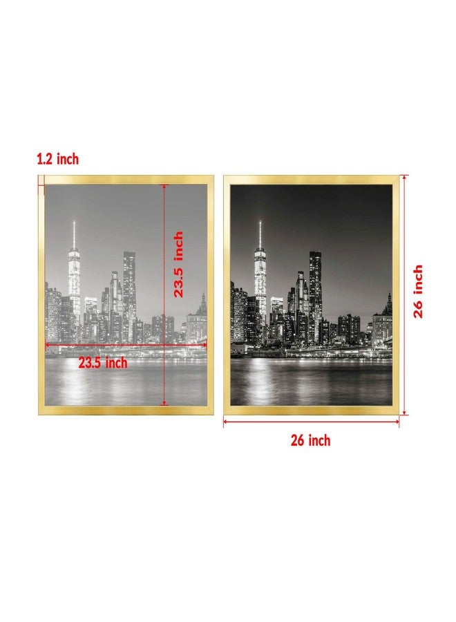 Annecy 24x24 Picture Frame Gold（1 Pack）, 24 x 24 Picture Frame for Wall Decoration, Classic Gold Minimalist Style Suitable for Decorating Houses, Offices, Hotels - Image 2