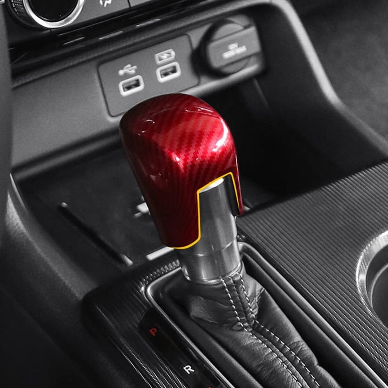 cheekyglo Cron Fiber Ger Shift Kno Cover, Ger Shift Kno Shifter Head Cover Trim Ger Shift Kno Trim Cover Fit for EleventhGenertionCivic,Red- - Image 4