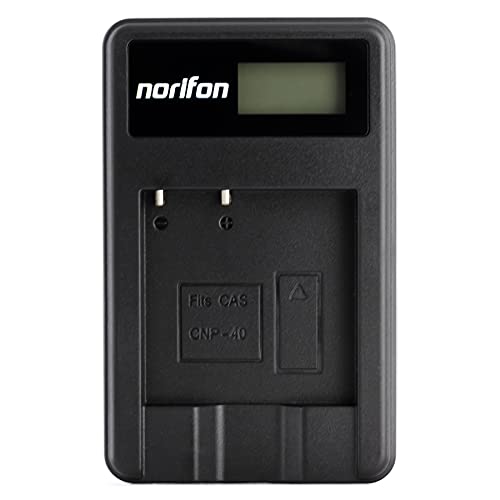 Norifon NP-40 LCD USB Charger for Casio Exilim EX-FC100, EX-FC150, EX-Z400, Exilim Zoom EX-Z100, EX-Z1000, EX-Z1050, EX-Z1080, EX-Z1200, EX-Z200, EX-Z300, EX-Z40, EX-Z450 Camera and More - Image 1