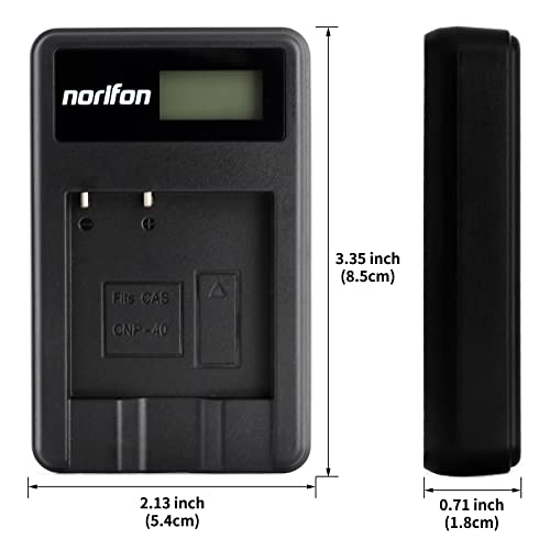 Norifon NP-40 LCD USB Charger for Casio Exilim EX-FC100, EX-FC150, EX-Z400, Exilim Zoom EX-Z100, EX-Z1000, EX-Z1050, EX-Z1080, EX-Z1200, EX-Z200, EX-Z300, EX-Z40, EX-Z450 Camera and More - Image 4