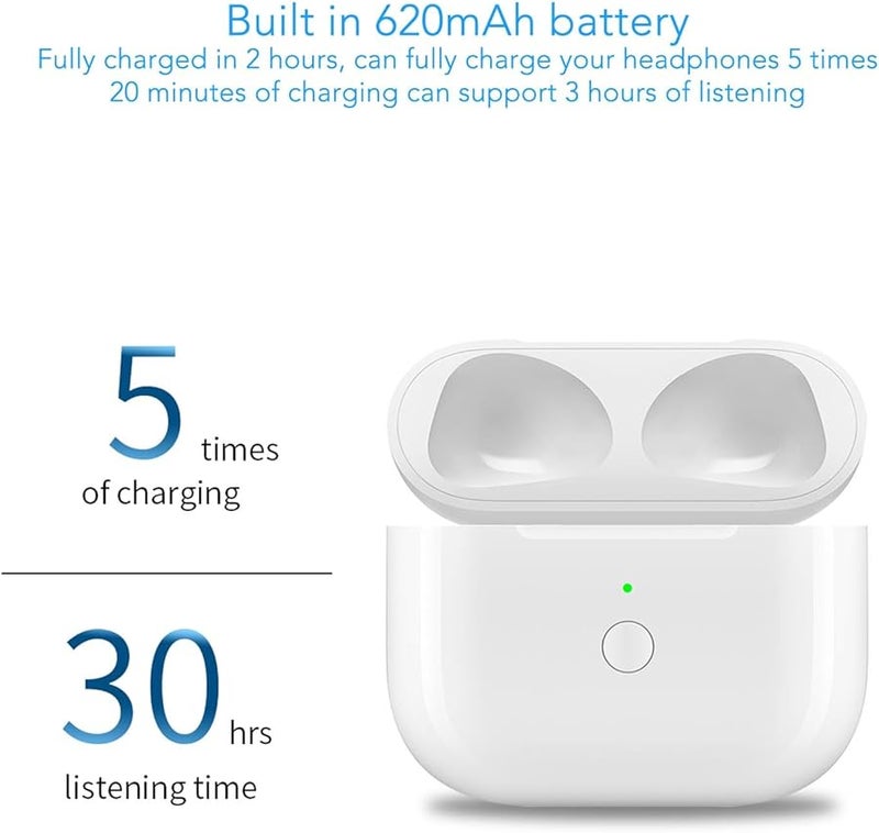 A004 علبة شحن بديلة مقاس لسماعات الأذن من الجيل الثالث 620 مللي أمبير ساعة شحن سلكي متزامن مدمجة محمولة - Image 4