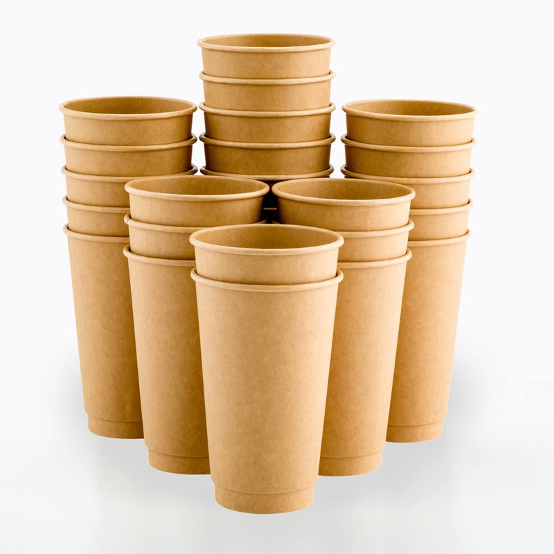 Restaurantware Restaurantware 500CT Disposable Kraft 16oz Hot Beverage Cups with Double Wall Design No Need for SleevesPerfect for CafesEco Friendly Recyclable PaperInsulatedWholesale Takeout Coffee Cup 